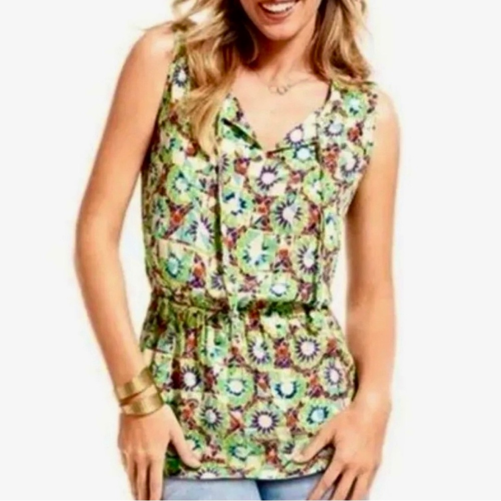 CAbi Women's Sleeveless Kaleidoscope Colorful Sleeveless Blouse Size Small